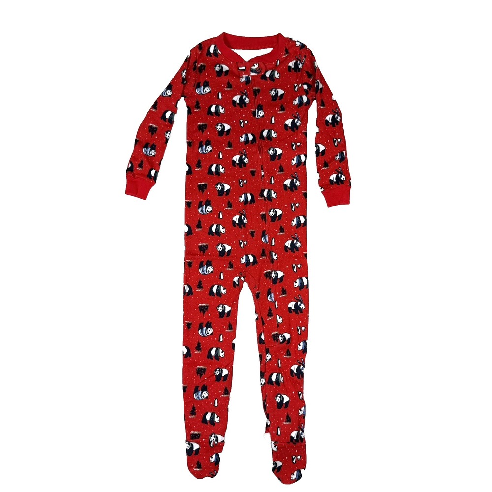 Amazon Essentials Kids 1-Piece Red Panda Print Knit Footie Pajamas Size 2T - Picture 2 of 5